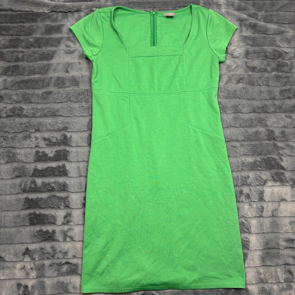 Ann Taylor Petites Green Square Neck Sheath Dress Womens 6P Short Sleeve 8153